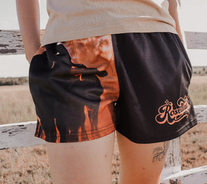 Sunset Cattle Footy Short with zips