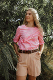 Pink Gingham Frill Top